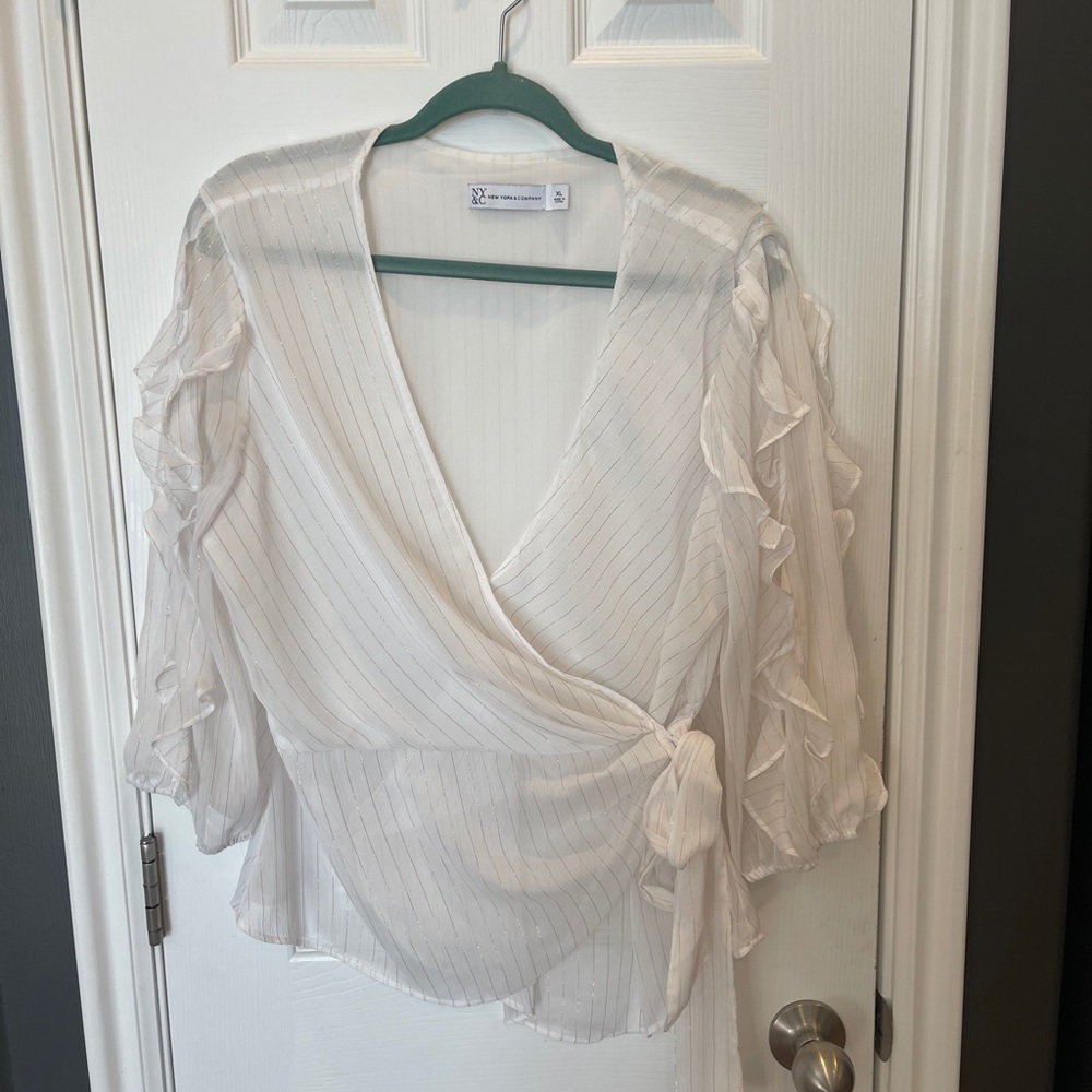 2 wrap blouses bundle one white and one tan!!